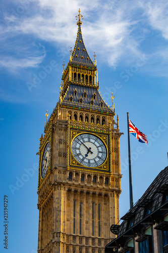 The famous ‘Big Ben’ housed in the Elizabeth clock tower of Westminster Palace.