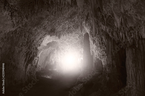 Stalagmite and cave photo