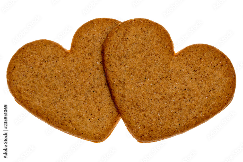 Two gingerbread cookies in a heart shape Two gingerbread cookies in a heart shape