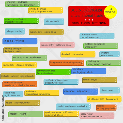 Modern business infographic. English-Polish dictionary 