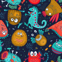 Acrylglasbilder Monstermuster Bunte Fantasiewesen für Kinderträume  © Andrei