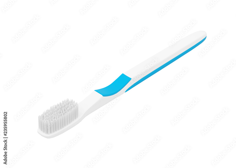 White toothbrush isolated on white background, mockup, template, 3d rendering White toothbrush isolated on white background, mockup, template, 3d rendering