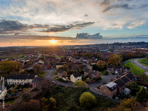 Aerial view of St Mellons Town in Cardiff, Wales UK