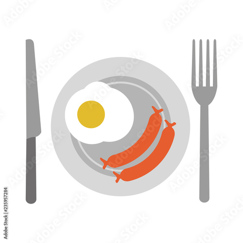 American breakfast on dish