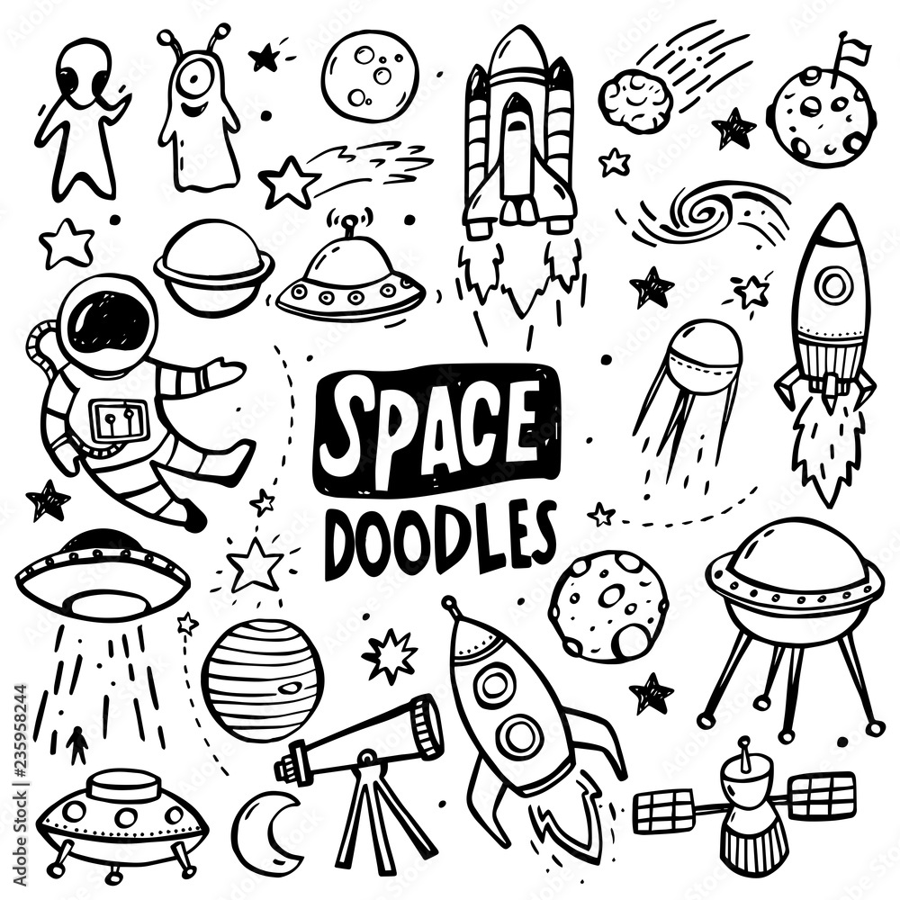 Vetores de Alien Doodle Desenho e mais imagens de 2015 - 2015