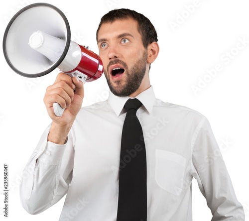 Portrait of a Businessman with Megaphone