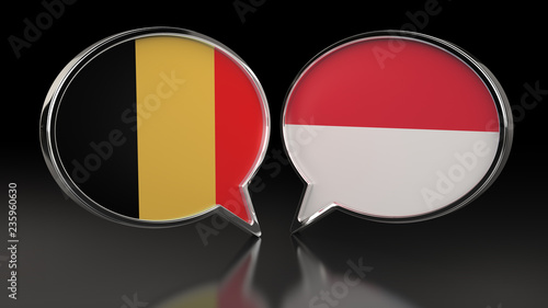 Free Download Belgium and Monaco flags with Speech Bubbles. 3D illustration - GFXLoad