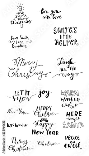 Set of Christmas lettering handwritten