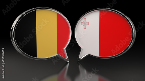 Free Download Belgium and Malta flags with Speech Bubbles. 3D illustration - GFXLoad