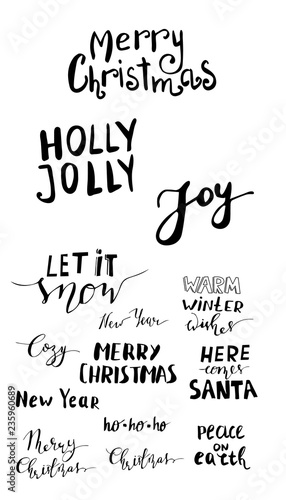 Set of Christmas lettering handwritten photo