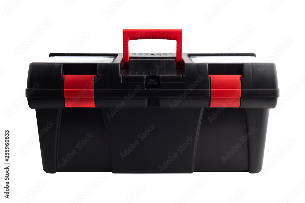 Tool box on a white background. Plastic toolbox isolated on white background. Tool box on a white background. Plastic toolbox isolated on white background.