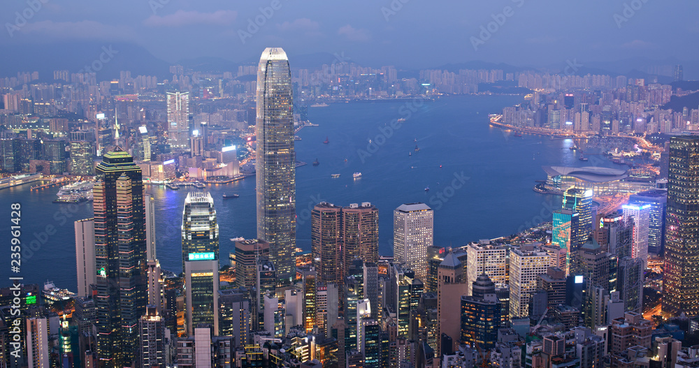 Hong kong city at night