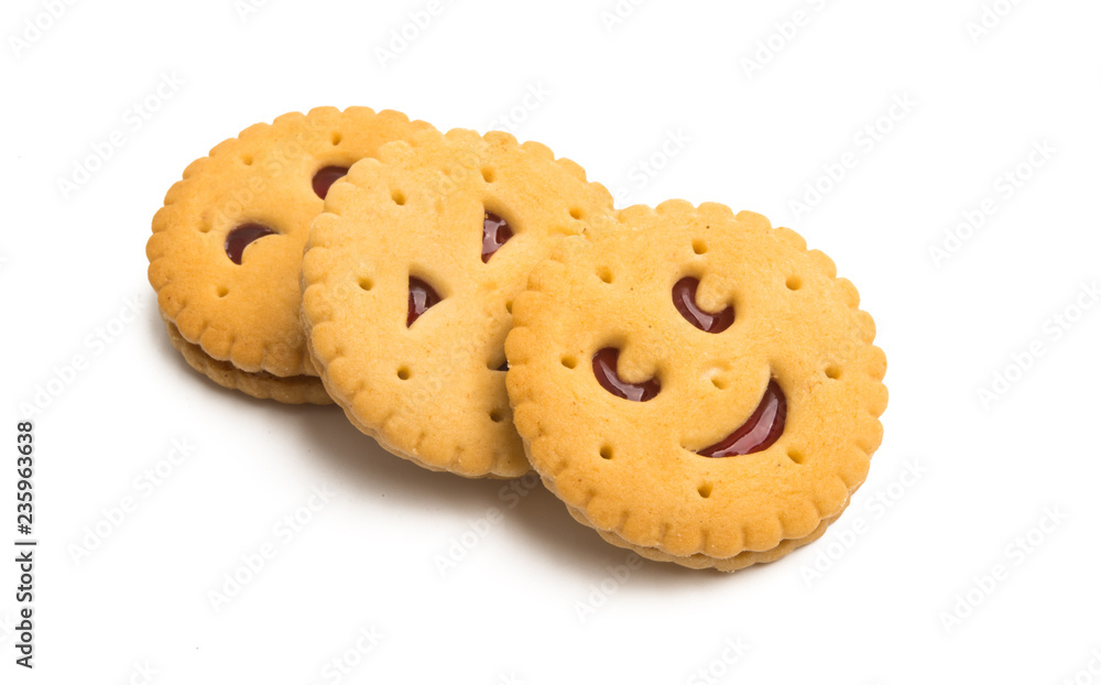 double cookies with jam isolated