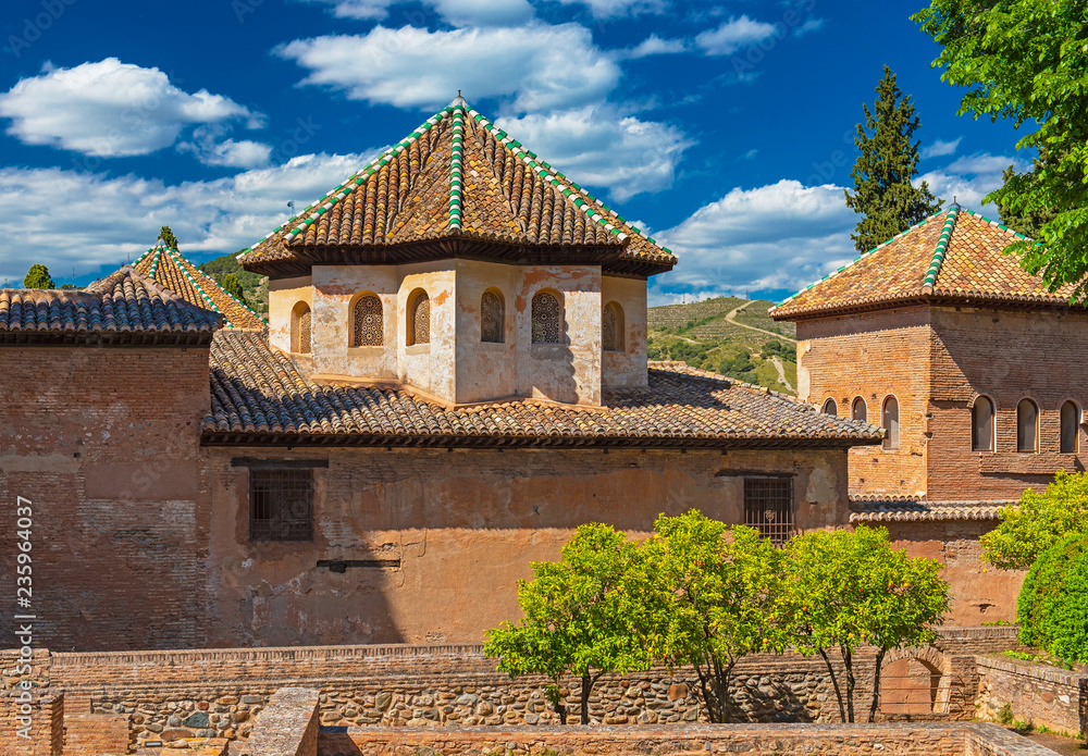 Detail of the famous Alhambra palace in Granada, Spain
