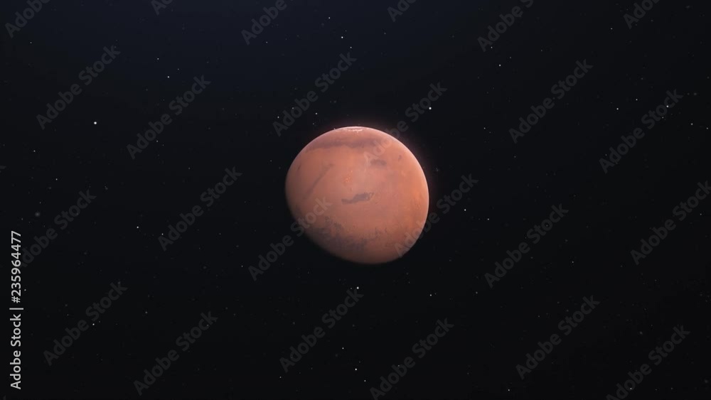 Mars slowly rotating in space. Realistic red planet globe rotates around its axis. 4k video animation Mars slowly rotating in space. Realistic red planet globe rotates around its axis. 4k video animation
