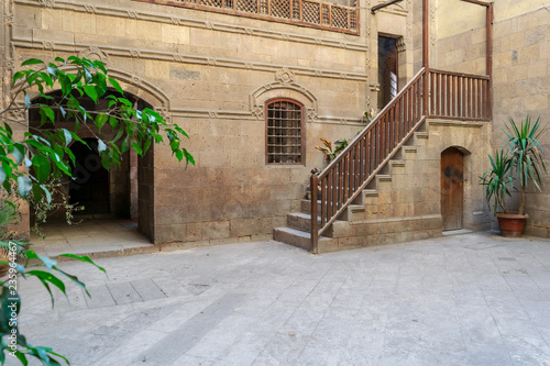 Facade of Zeinab Khatoun historic house, located near to Al-Azhar Mosque in Darb Al-Ahmar district, Old Cairo, Egypt photo