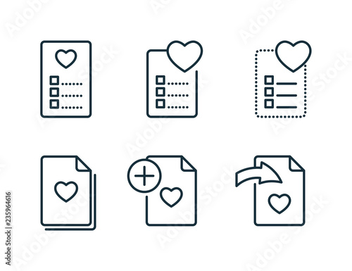 wishlist and favorites line icons set on white background