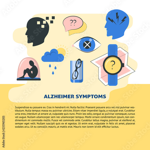 Alzheimer s symptoms banner template in flat style