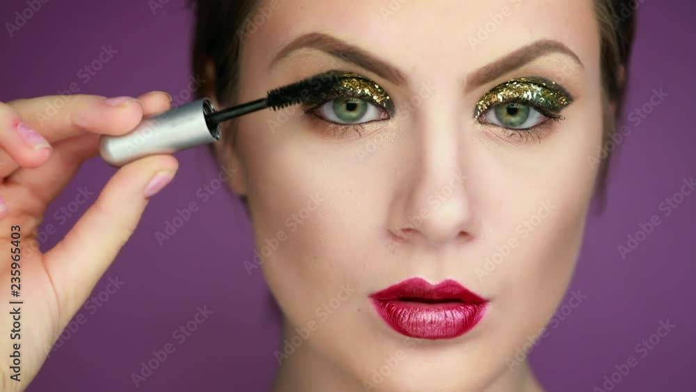 close-up models during make-up in the Studio