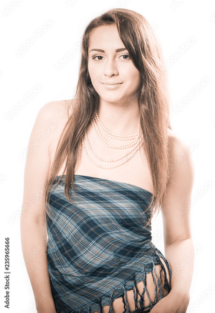 young lovely brunet woman body portrait on white background young lovely brunet woman body portrait on white background