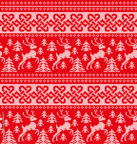 Winter festive Christmas knitted pattern woolen knitted
