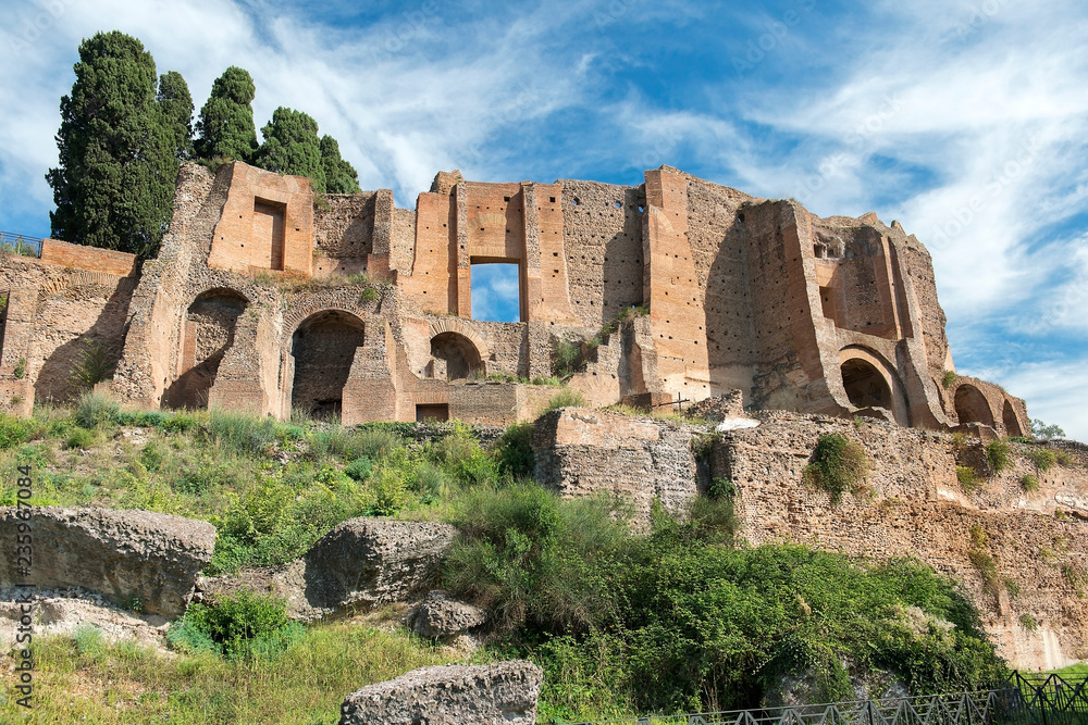 ruins of the Domus Augustana, Palace of Domitian on the Palatine Hill in Rome
