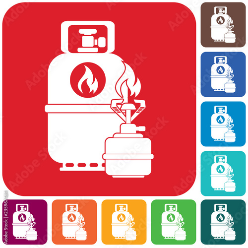 Camping stove with gas bottle icon