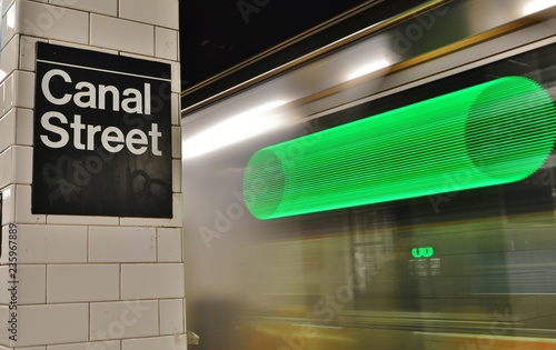 New York City Subway Station Canal Street MTA Platform Fast Speed Train