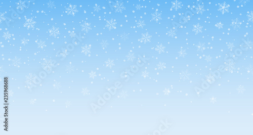 Winter snowy background. Vector seamless  border with snowflakes.