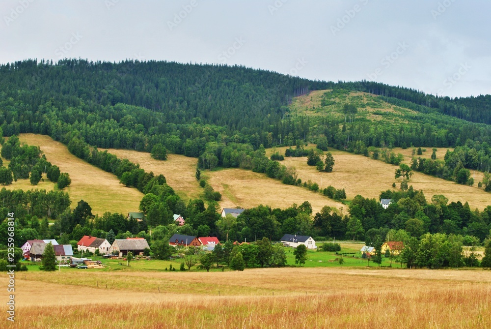 Wieś w Sudetach
