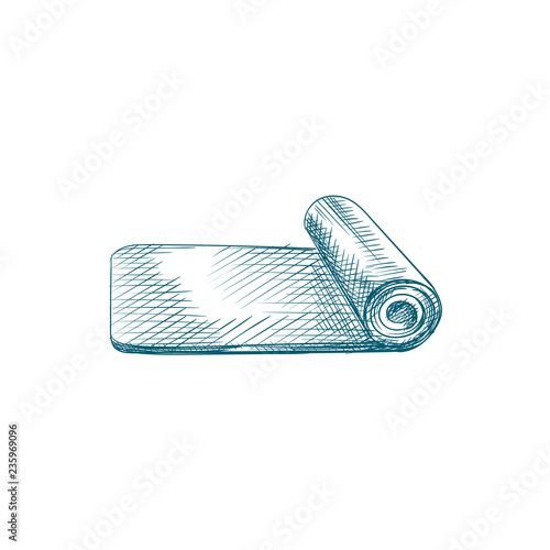 Hand Drawn Yoga Mat Sketch Symbol isolated on white background