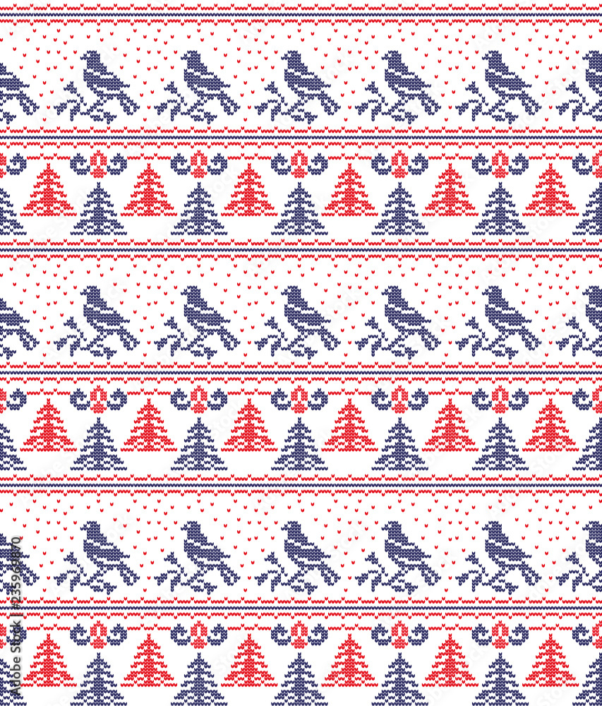 Christmas New Year's winter seamless festive Norwegian woolen knitted pattern