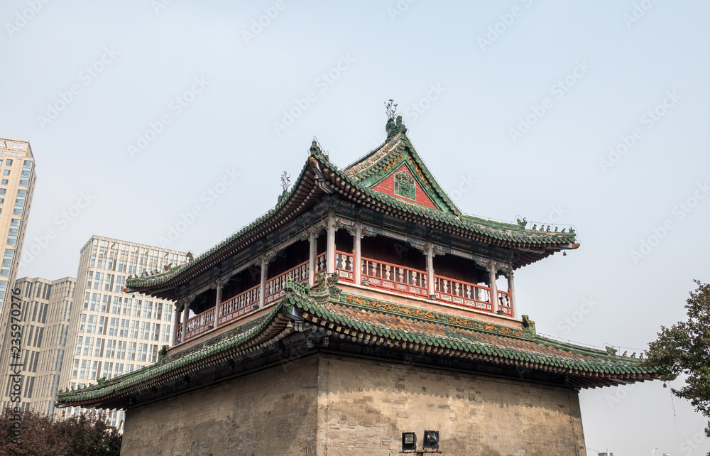 Roof of Yuhuang Pavilion by Ancient Culture Street in  Tianjin