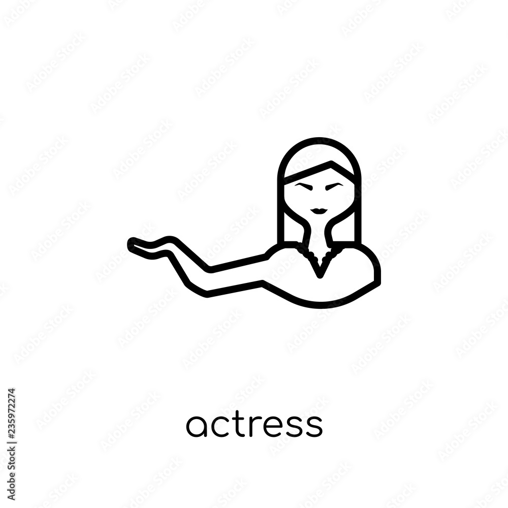 actress icon. Trendy modern flat linear vector actress icon on white background from thin line Cinema collection