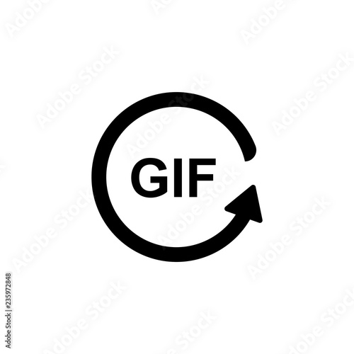 text gif with rotating icon. Vector illustration photo