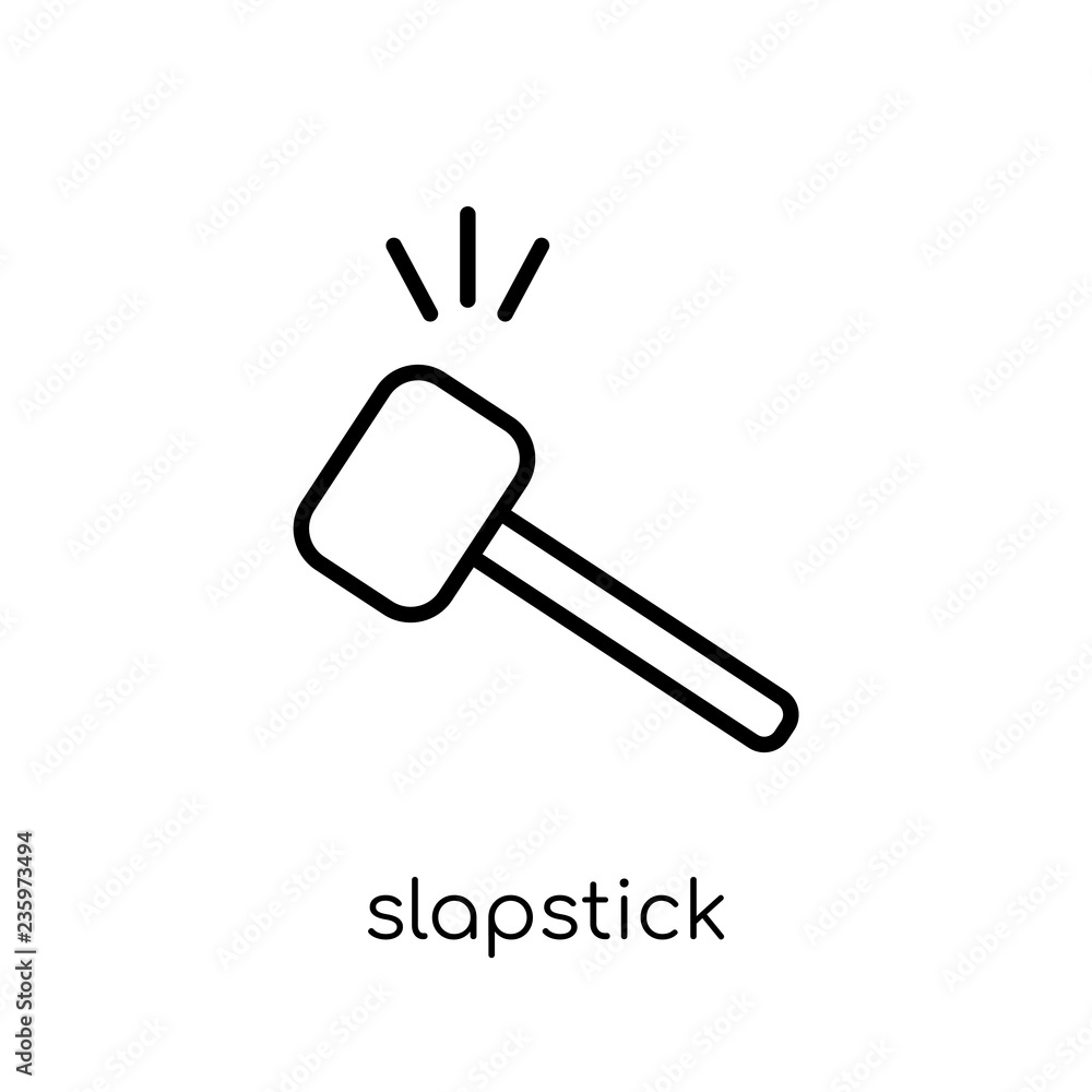 slapstick icon. Trendy modern flat linear vector slapstick icon on white background from thin line Cinema collection slapstick icon. Trendy modern flat linear vector slapstick icon on white background from thin line Cinema collection