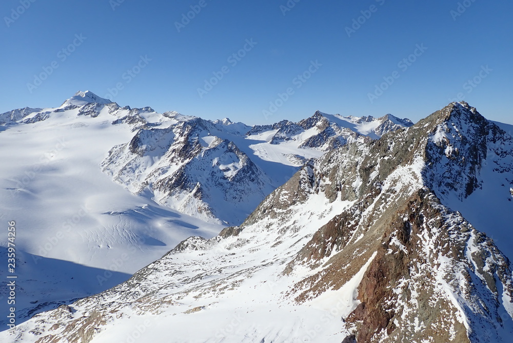 beautiful winter landscape in otztal alps in austria