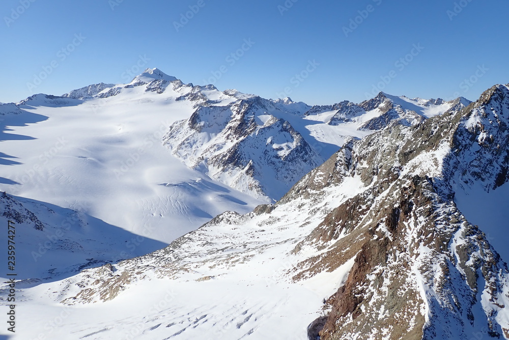 beautiful winter landscape in otztal alps in austria