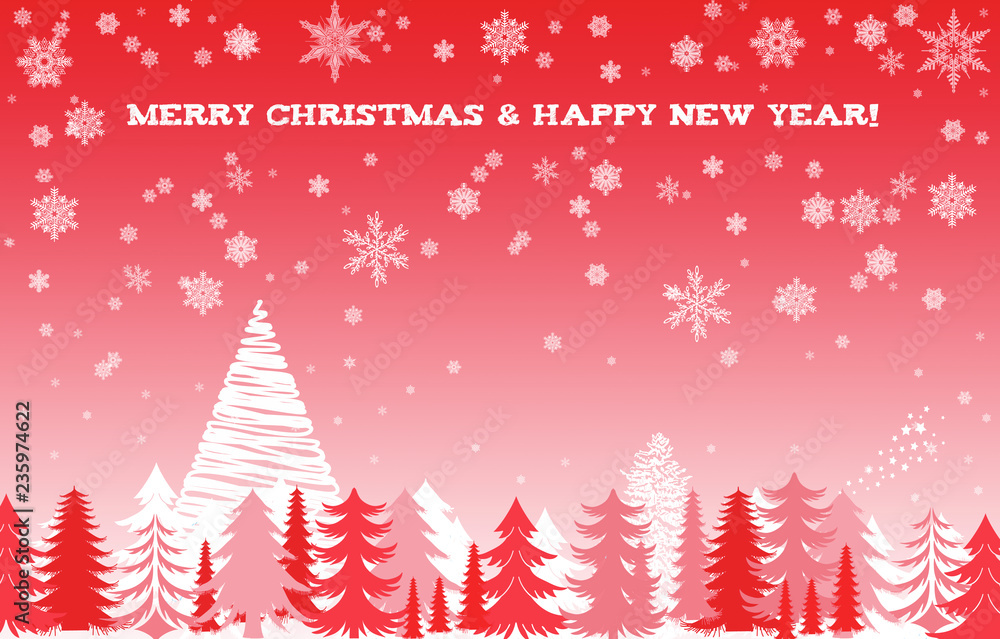 Merry christmas and happy new year forest with snowflakes Merry christmas and happy new year forest with snowflakes