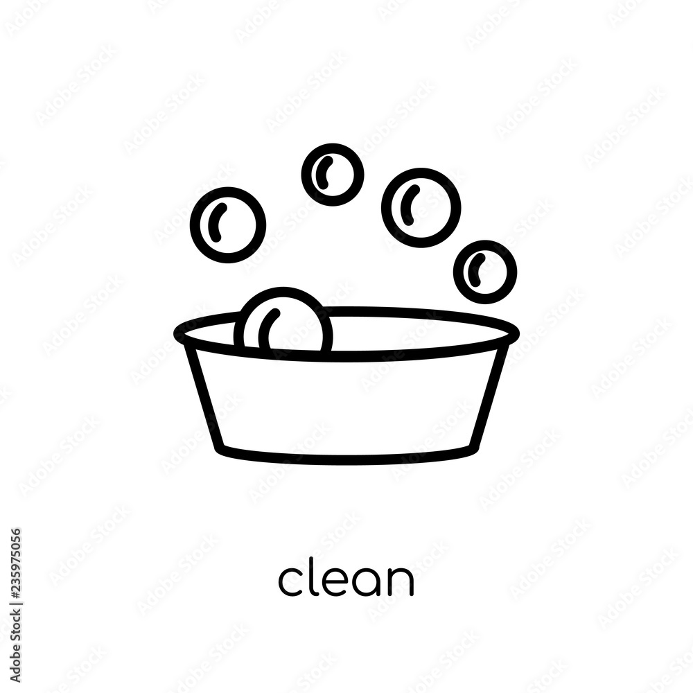 Clean icon. Trendy modern flat linear vector Clean icon on white background from thin line Cleaning collection Clean icon. Trendy modern flat linear vector Clean icon on white background from thin line Cleaning collection