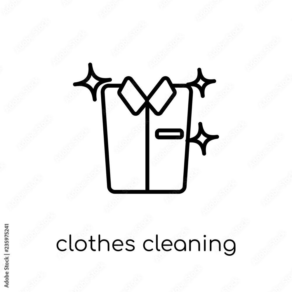 Clothes Cleaning icon. Trendy modern flat linear vector Clothes Cleaning icon on white background from thin line Cleaning collection Clothes Cleaning icon. Trendy modern flat linear vector Clothes Cleaning icon on white background from thin line Cleaning collection