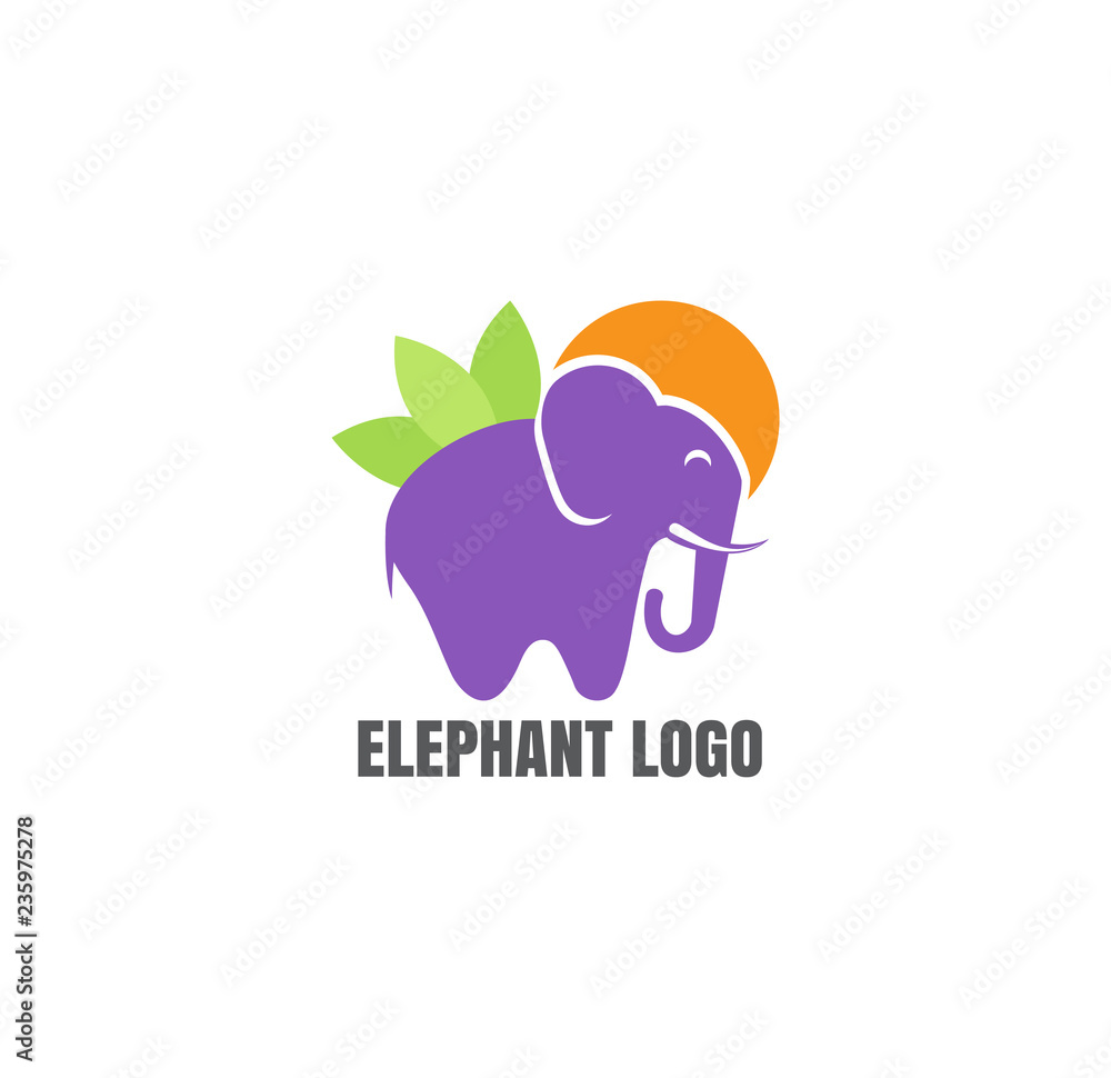 flat icon elephant sun and leaves flat icon elephant sun and leaves