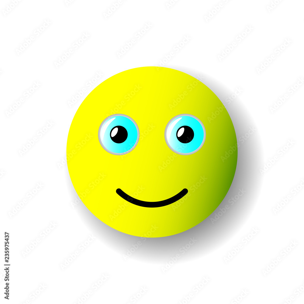 Yellow 3D Smiley. Vector image. Isolated object on white background. Isolate. Yellow 3D Smiley. Vector image. Isolated object on white background. Isolate.