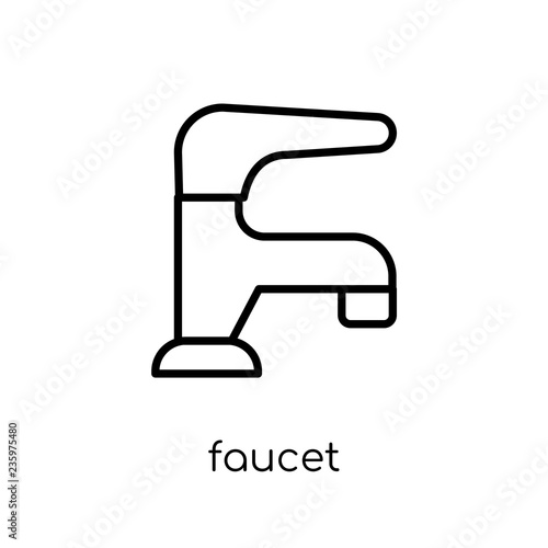 Faucet icon. Trendy modern flat linear vector Faucet icon on white background from thin line Cleaning collection