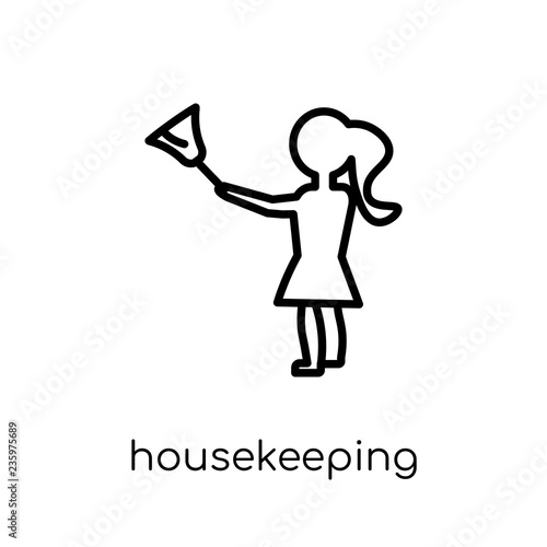 Housekeeping icon. Trendy modern flat linear vector Housekeeping icon on white background from thin line Cleaning collection