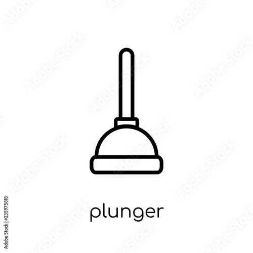 Plunger icon. Trendy modern flat linear vector Plunger icon on white background from thin line Cleaning collection
