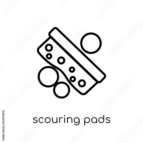 scouring pads icon. Trendy modern flat linear vector scouring pads icon on white background from thin line Cleaning collection