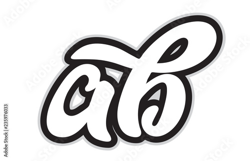 ab a b black and white alphabet letter logo combination icon design