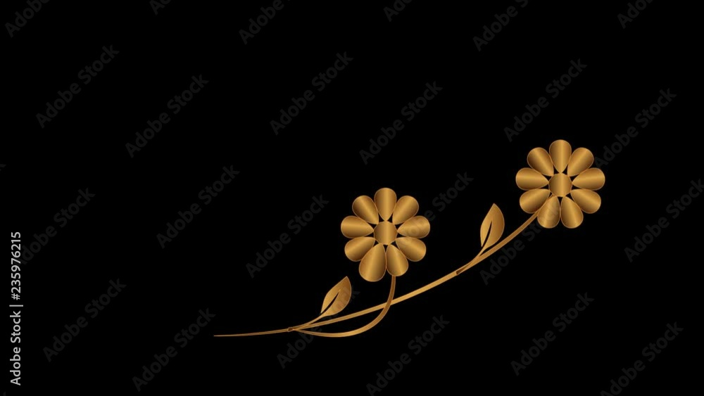 Gold patterns appear smoothly on a black background. Rendering, animation.Part 5 Gold patterns appear smoothly on a black background. Rendering, animation.Part 5