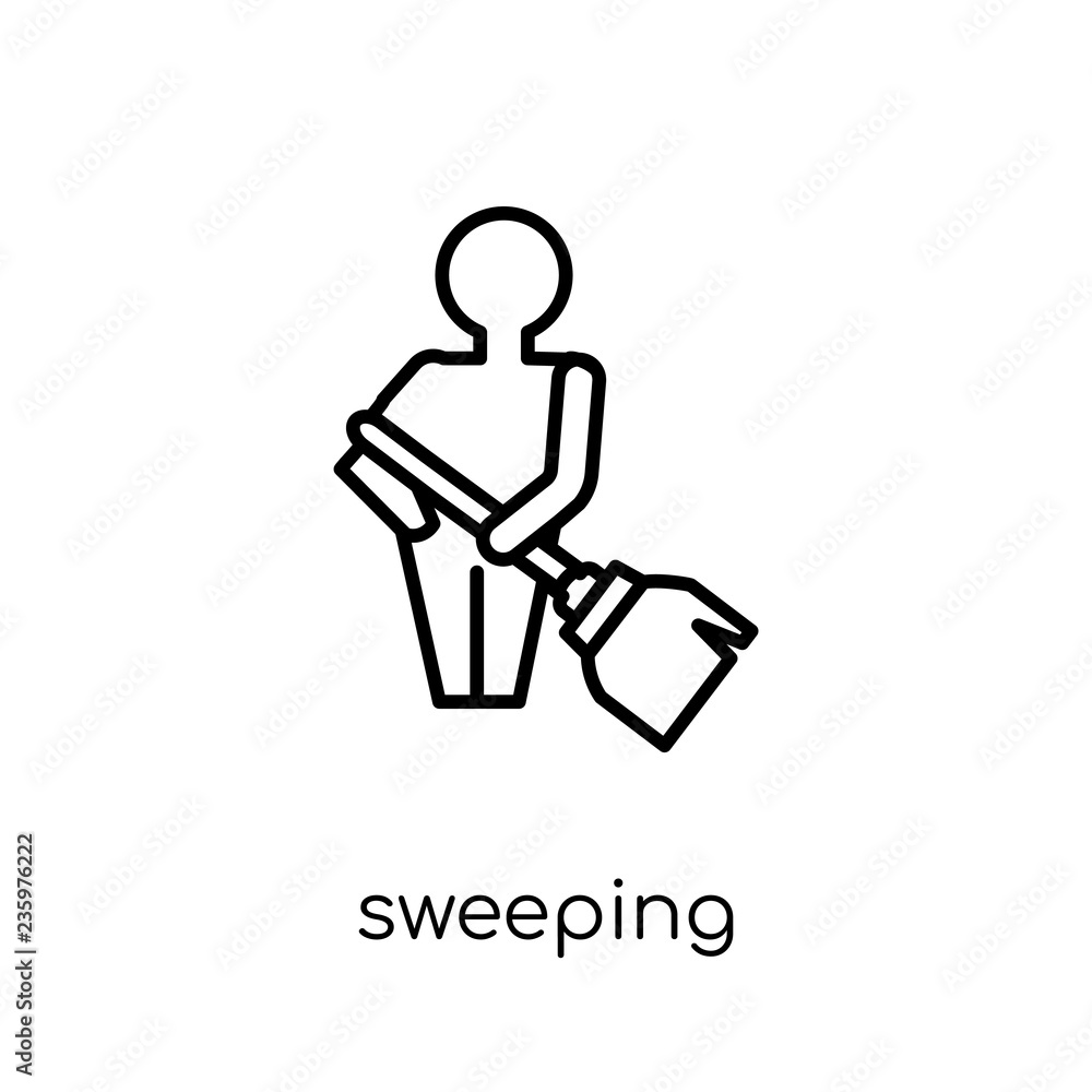 Sweeping icon. Trendy modern flat linear vector Sweeping icon on white background from thin line Cleaning collection